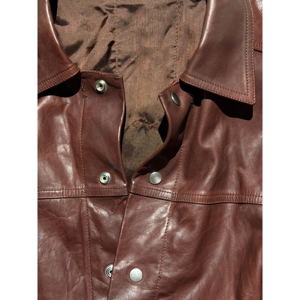 macassar snap button Leather Jacket - Picture 4 of 6